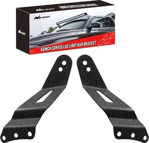 Nilight 2PCS Heavy-Duty Metal 52-in Curved LED Light Bar Mount Brackets for Upper Windshield Roof Cab of 99-06 Chevy Silverado, Suburban, Avalanche, Tahoe & GMC Yukon, Sierra