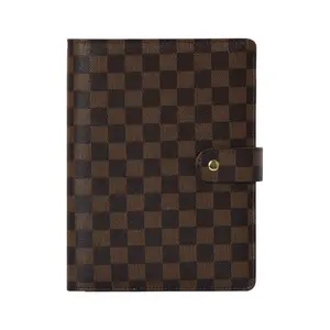 （With Inner Pages）Checkered Leather A5 Size Faux Leather Plaid Notebook, Detachable Refillable Inner Pages, Multi-Functional Storage, ldealfor Work, School, Logs
