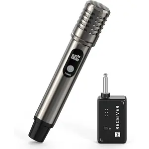Microphone,  Metal Dynamic Mic System with -to- Chip Connection and Rechargeable Receiver, 40H Duration, 200FT Range Receiving, Less Latency Karaoke Microphone for Singing