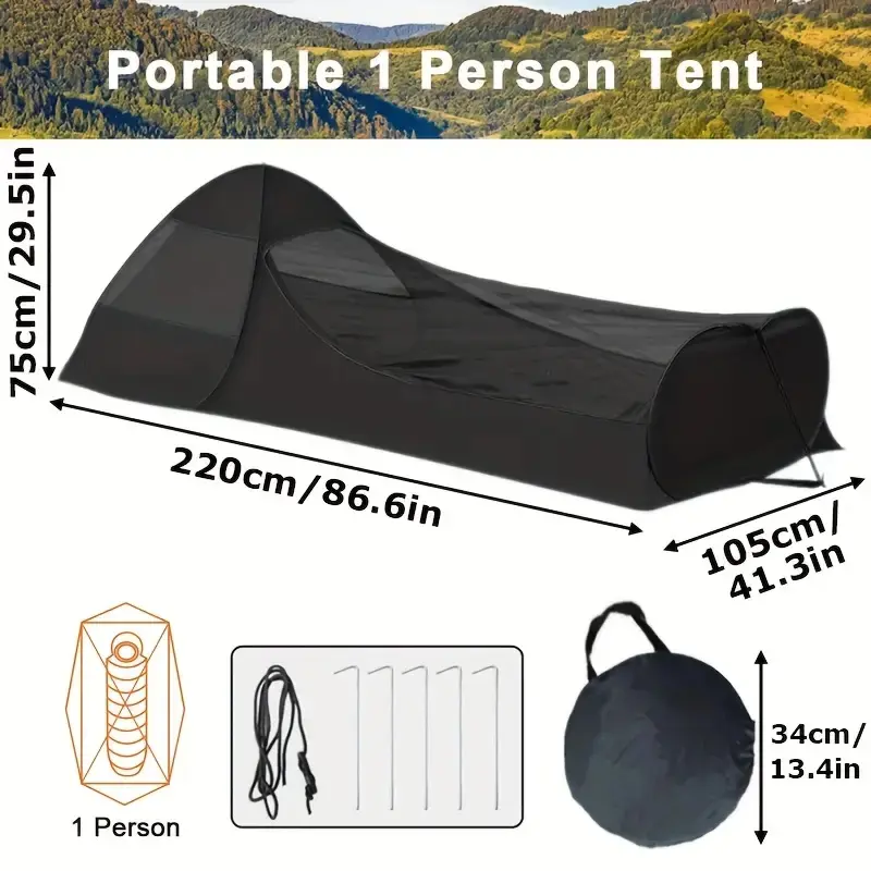 Camping Essentials Single Person Camping Tent - 1-Person Ultralight Backpacking Tent, Waterproof & Mosquito-Proof for 3-Season Hiking, Survival & Outdoor Adventures Windproof Tent Dome Tent