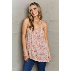 Ninexis Hang Loose Tulip Hem Cami Top in Mauve Floral