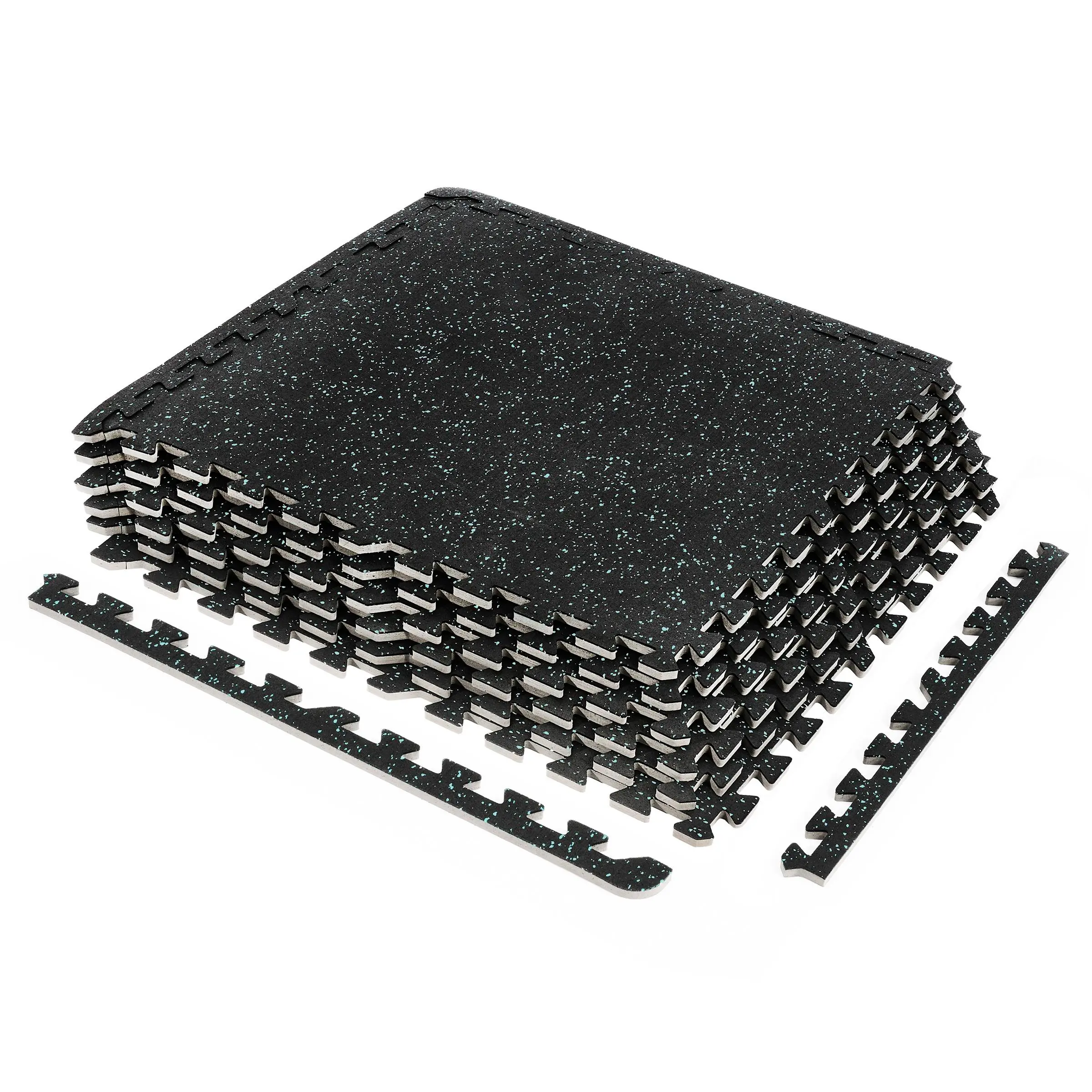 Sorbus Gym Flooring Tiles, 12 Pack Durable Interlocking Rubber Top EVA Foam, 0.5 in Thick Protective Floor for Kids, Workouts & Heavy Equipment, Dampens Vibration, Exercise