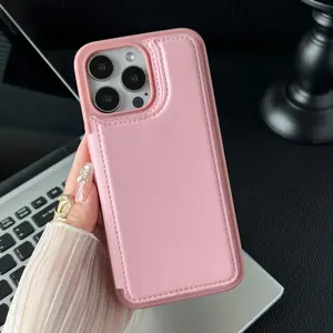 Solid Color Leather Wallet Protective Case with Dual Buckle Card Holder & Flip Cover for iPhone 17/17 Pro/17 Pro Max/17 Air, 16/16 Pro/16 Pro Max, 15/15 Pro/15 Pro Max, 14/14 Pro/14 Pro Max, 13/13 Pro/13 Pro Max, 12/11/XR– Case with Card Slot & Stand