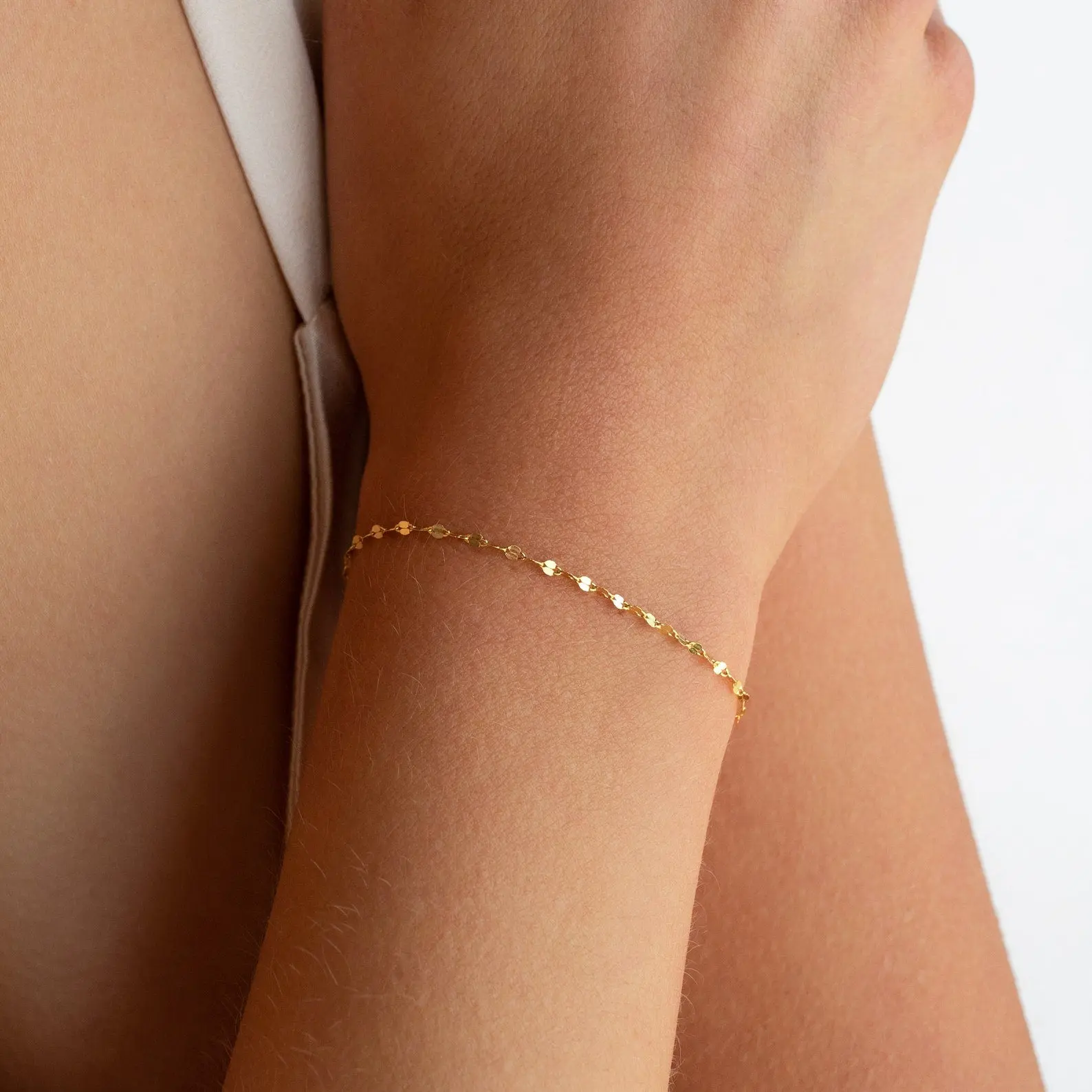 Josephine Chain Bracelet by Caitlyn Minimalist - Dainty Mirror Chain Bracelet In Gold & Silver - Everyday Stacking Bracelet - GIft for Her
