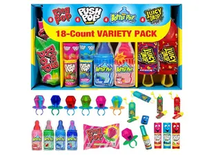 Candy Variety Pack, 18 Count Assorted Lollipops, Bulk Individually Wrapped Ring Pop, Push Pop, Baby Bottle Pop & Juicy Drop, Ideal for Birthdays, Party Favors for Kids & Hard Candy Gifts