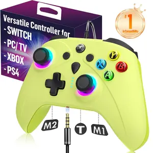 Wired Xbox Controller for X Box Series X S One PC PS4 Switch, Gaming Control Controllers with 1000Hz Polling Rate No Drift Stick, Custom Paddles Turbo RGB Light Remote, Green Gamepad