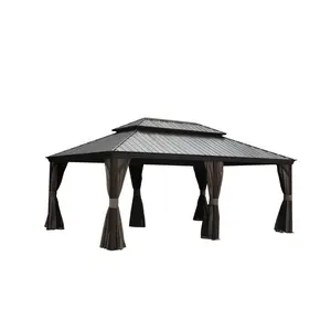14x20FT Hardtop Gazebo Permanent Metal Gazebo with Galvanized Steel Double Roof Aluminum Frame Curtains Netting Large Outdoor Pavilion for Patio Deck Garden Backyard Party Shelter, Home Furniture and Household Product Search Terms
