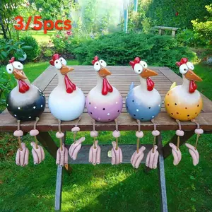 5 PCS resin outdoor statue of rooster is interesting, waterproof and colorfast, which is suitable for courtyard, garden and balcony decoration, Garden Accessories