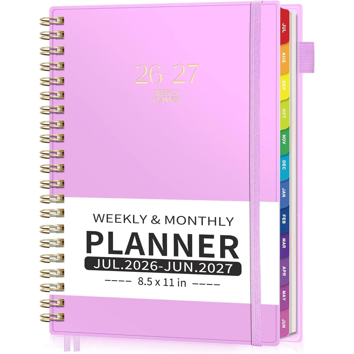 2026-2027 Academic Notebook Planner, Large A4 (8.5x11in) Weekly-Monthly Calendar (July 2026-June 2027), School Student Office Agenda, 100GSM Thick Paper, PVC Cover, Colorful Tabs, Productivity Modern Planner, with DIY Bookmark, Productivity Planner