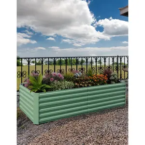 Outdoor Metal Raised Garden Bed, Deep Root Planter Box for Vegetables, Flowers, Large Metal Raised Garden Bed Kit, Composting, Open Base