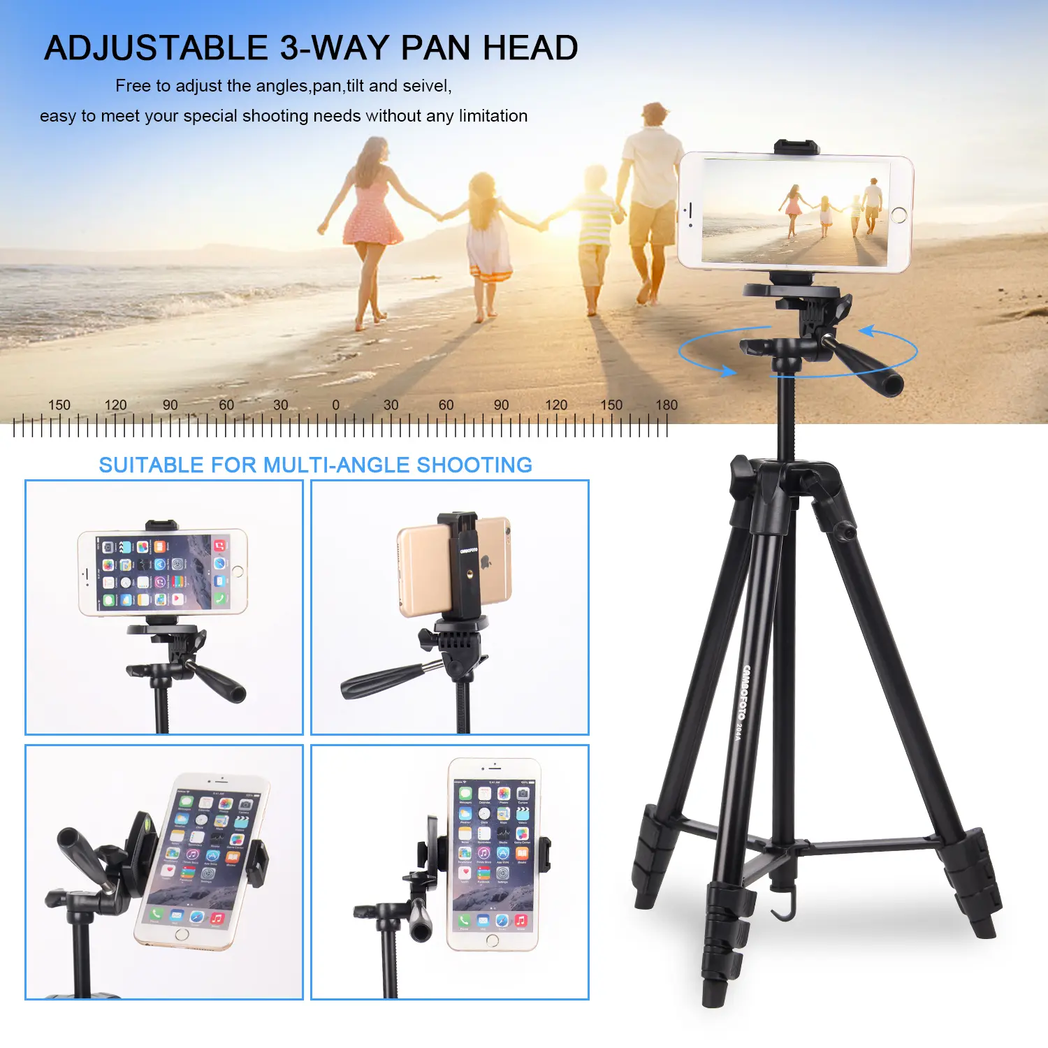 Selfie Camera Tripod Stand - Adjustable Height, Stable Design for Professional Video Recording