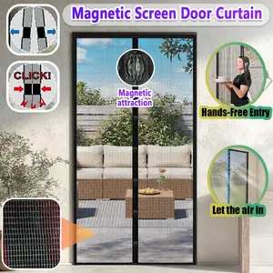 Summer Magnetic Screen Door - Black Mosquito Net, Upgrade Version Invisible Design Mesh, Pet Tested, Hands-Free Entry, Magnetic Closure Prevents Insects, Suitable for Bedroom, Living Room, Dining Area, and Balcony