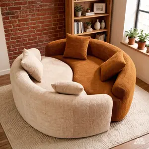 Modular Chenille Sofa, Pet Friendly Stain Resistant S Shaped Curved Sectional Couch for Small Space Living Room, Minimalist Cozy Couch boneless Chaise floor seats  Foldable Modern furniture Oversized Cloud