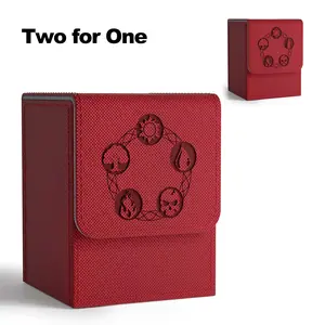 Card Deck Box for MTG, Fits 100+ Single Sleeved Cards, PU Leather Strong Magnet Card Deck Case for Magic Commander TCG Cards