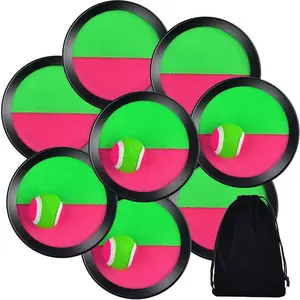 4 Sets Paddle Catch Ball and Toss Game 15.5cm Velcro Catch Ball Set for Sport with a Bag