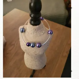 Gracelets-Bracelet with Purple Blue and Grey Beads A Storytelling Accessory Designed to Remind You of Life's Grace and Blessings