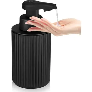 9oz Black Rechargeable Touchless Automatic Electric Smart Liquid Hand Soap Dispenser for Bathroom Kitchen