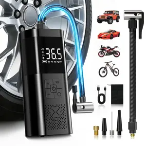 Portable Car Tire Inflator Pump 150PSI Digital Display Air Pump with LED Lighting, Wireless USB-C Rechargeable, Long Lasting Battery, Compact & Lightweight Enhanced Safety Features for Bike, Car & More