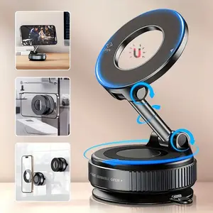 [Magnetic Phone Mount] 360° Rotatable N52 Magsafe Phone Holder with Vacuum Adhesion Bracket Durable ABS, Foldable Design, Ideal for Car, Gym, Desk, Bathroom Tiles, and Glass Surfaces for iPhone Android Black Friday Vacuum Suction Phone Holder