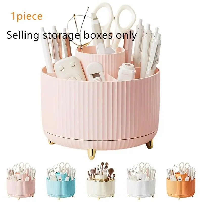 Rotating Desk Organizer, Large Capacity Pen Holder, Makeup Brush Storage Box, Makeup Tool Organizer, Desk Organizer for Home Office, Office Stationery & Supplies, Durable Storage Organizer, Beauty Supplies Organizer, Durable Plastic Organizers