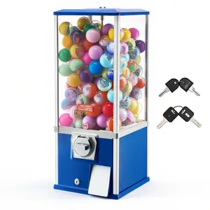 VEVOR Gumball Machine for Kids, 25 Height Home Vending Machine, PS Bouncy Balls Dispenser, Hold 230 Capsule Toys, Rectangle Bubble Gum Machine for Game Stores, Coin Operated Gumball Bank, Blue