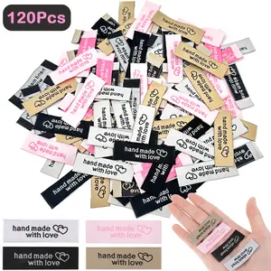 120Pcs Sewing Labels for Handmade Items Hand Made with Love Sewing Labels Cloth Tags Sew on Clothing Labels Personalized Tags Handmade Style
