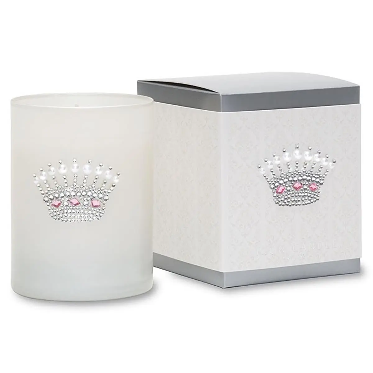 212 MAIN Primal Elements Crown 9.5oz Hand-Poured Aroma Scented Icon Candle with Apricot Musk Fragrance, Rhinestones, Decor-Friendly White Glass, Decoration-Worthy Design, and Gift Box