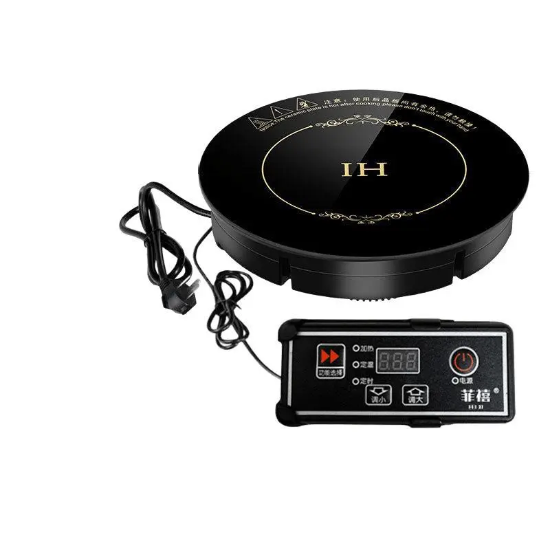 Sturdy Rounded Shape Commercial Built-in Induction Cooker - 3000W Power, 220V Plug, 280x280mm Recessed Fit, Safety System, Waterproof Panel for Hotpot Shops, Dining Tables
