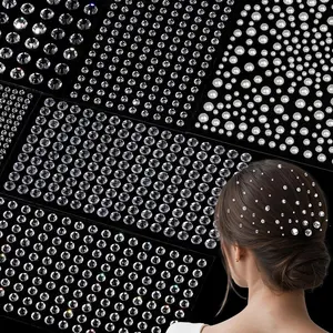 2662 count Hair  Hair   , 12 Sheets Self Adhesive  and Hair Jewels Bling Hair Accessories, Hair  Jewels 3/4/5/6/8mm Hair   Stick on for Hair, , Crafts