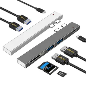 USB-C Hub, Dual 4K USB C-to-USB Adapter, USB Hub with 100W Power Output, SD Conversion Device, USB Adapter with PD Charging for MacBook Pro, Multi Port Adapter, USB Port Adapters