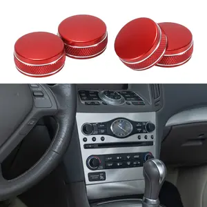 AC Air Conditioner Media Volume Control Switch Knob Cover Ring, Interior Decal Trim for Infiniti G37 2008-2013 , 4pcs