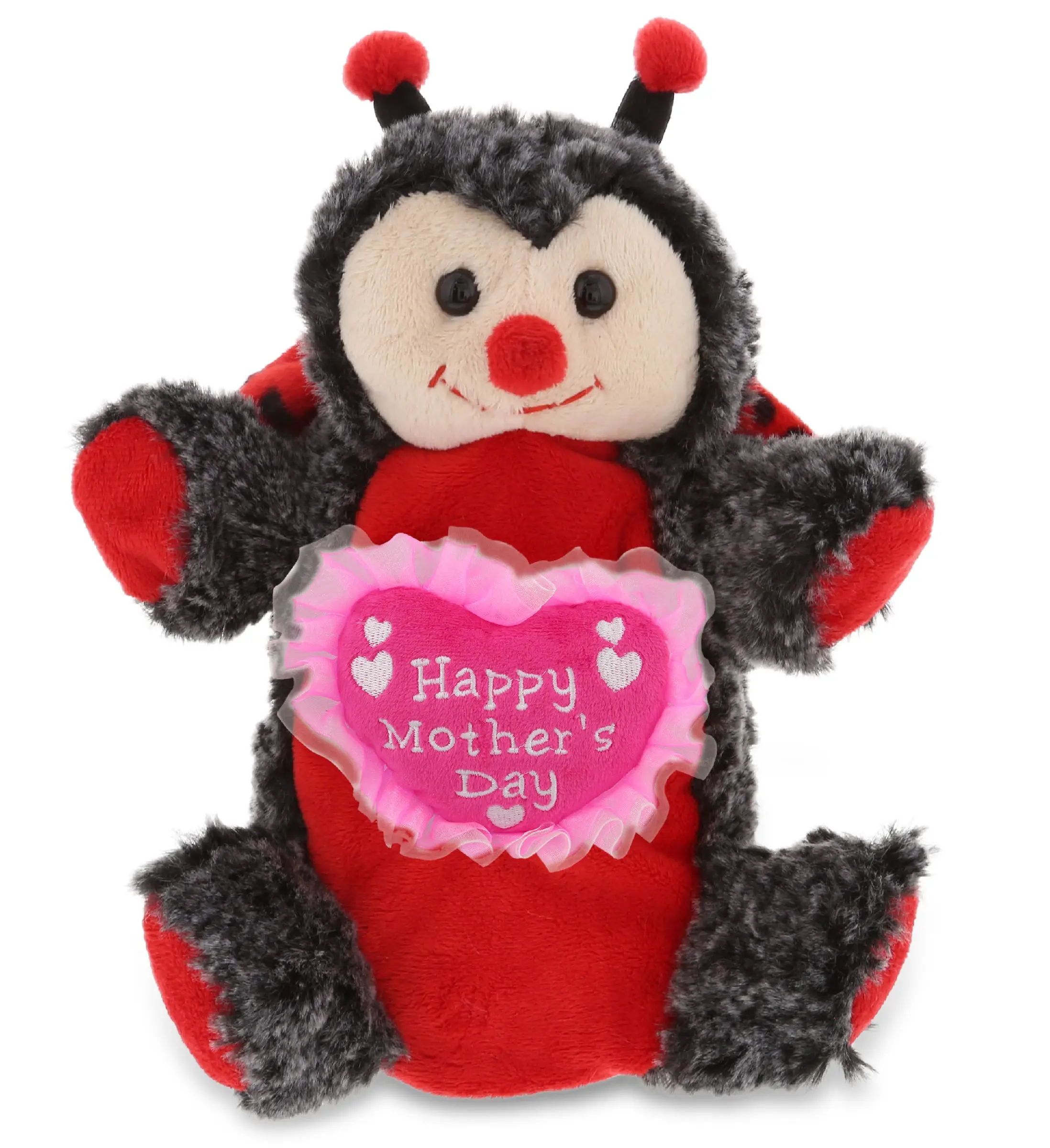 PLUSH MOTHERS DAY HEART - SUPER SOFT PLUSH HAND PUPPET - LADYBUG