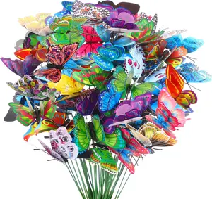 Multicolor Butterfly Plant Stakes 50 Pack Small Garden Decor for Flower Pots Houseplant Support Rustproof Outdoor Decorations Party Gift Art Versatile Use
