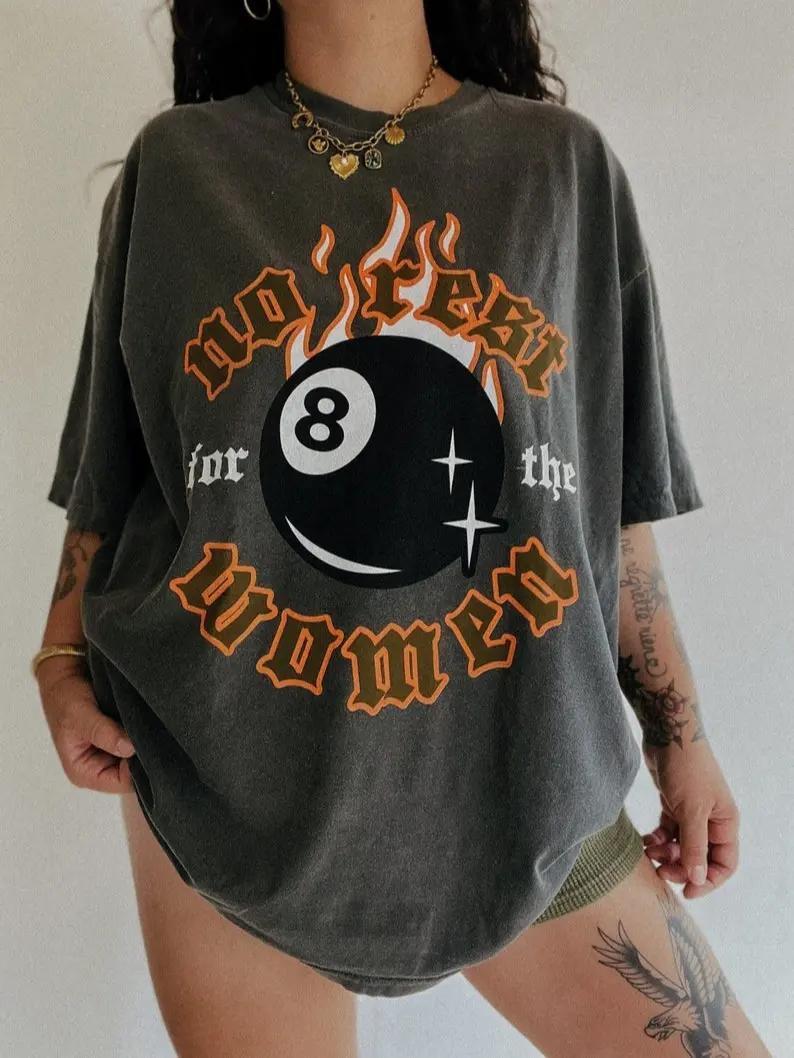 Victoria Maxwell | Comfort | Women's Graphic Tee, No Rest For The Women 8 Ball Tee, Trendy feminist girl power equal rights shirt, comfort colors graphic tee