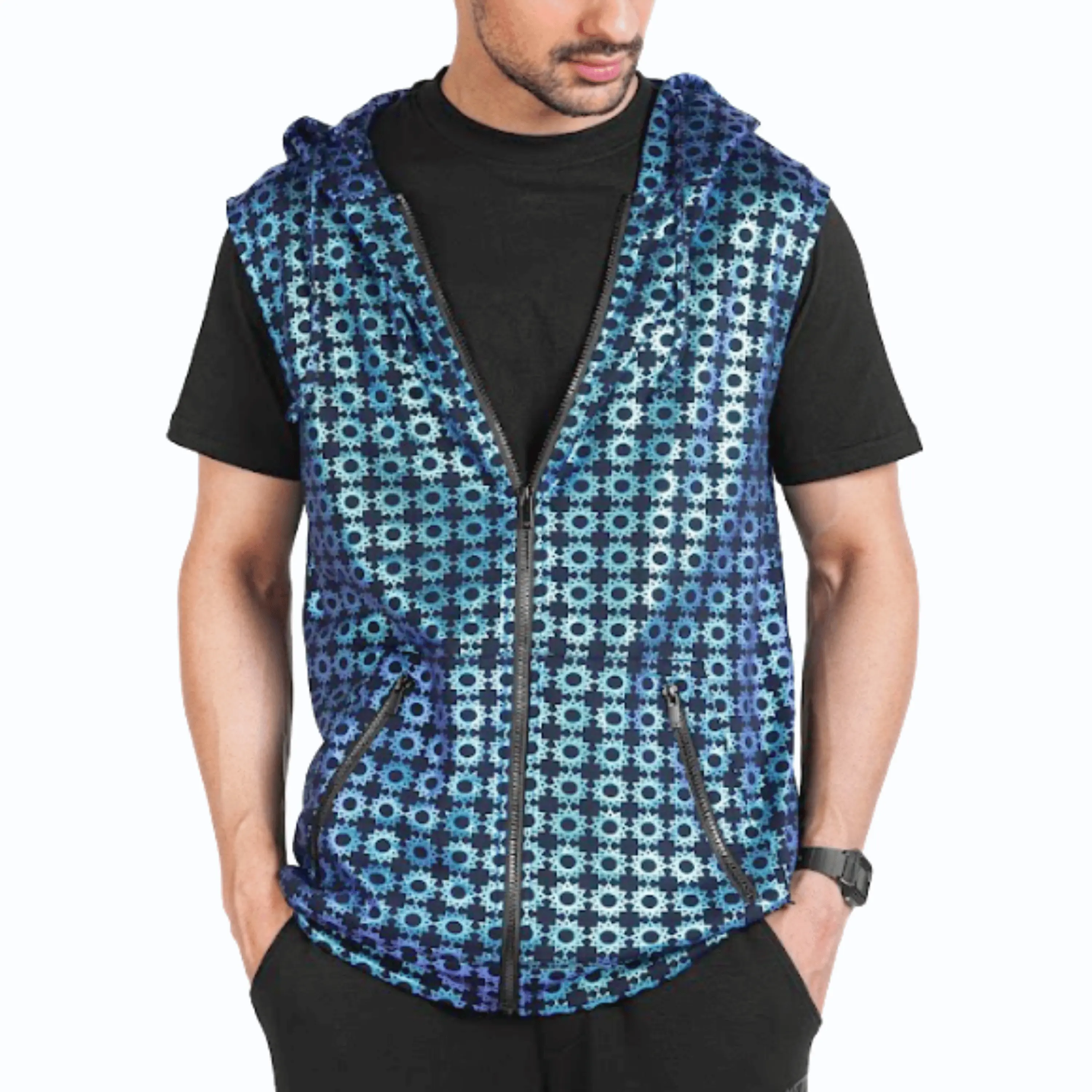 Aces Wilder Reflective Zipup Hoodie Vest - Athleisure Summer Festival Party Casual Minimal