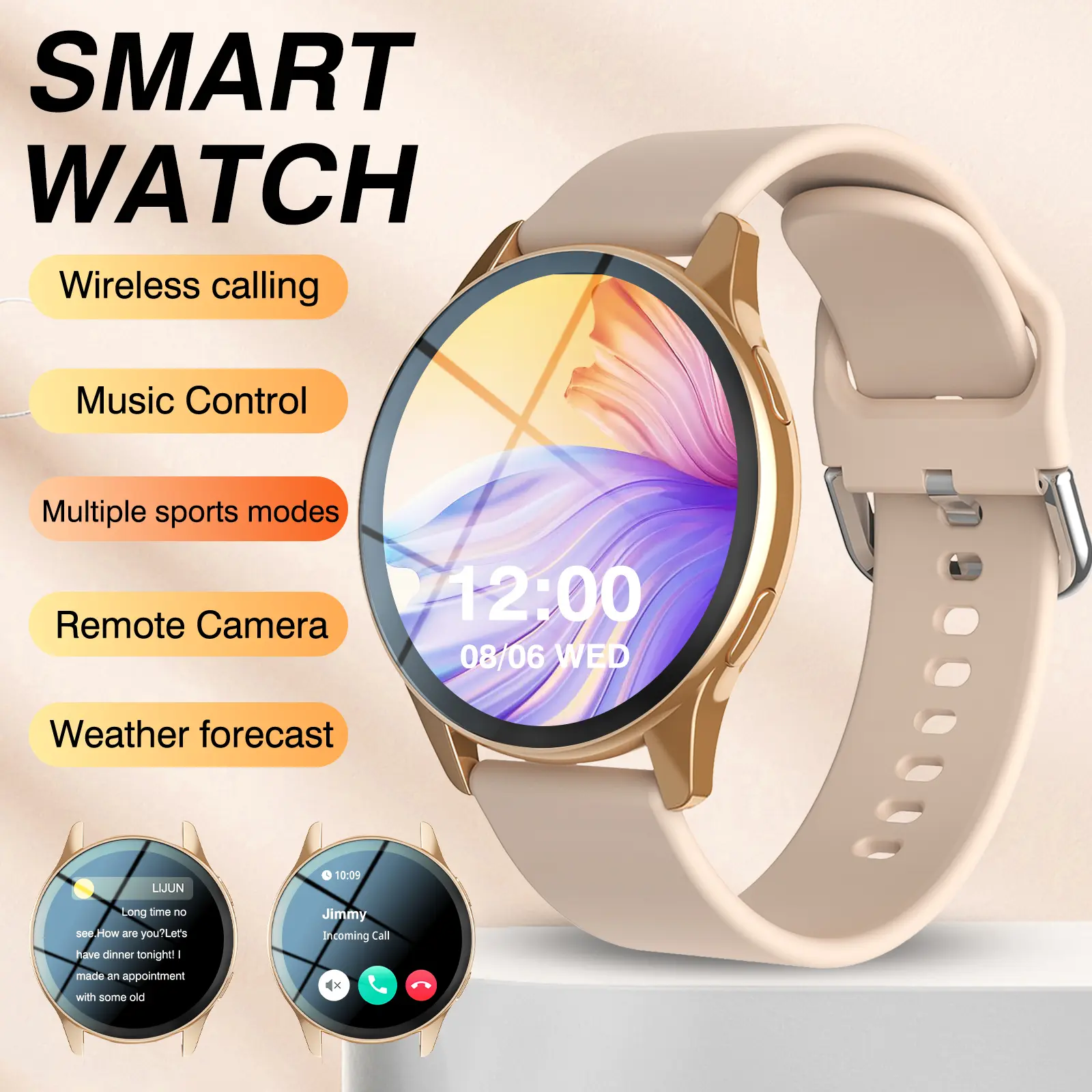 Smart Watch for Women, Fitness Smartwatch, Fitness Smart Watches, Rugged Design, Wireless Connection & Answer/Make Call, Sports Pedometer & Fitness Tracker, Calorie Tracking, Sedentary Reminder & Message Push, Weather Alert & Alarm Clock