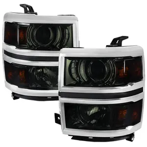 2014-2015 Chevrolet Silverado 1500 Projector Headlights (Glossy Black Housing/Smoked Lens/Chrome Trim)