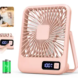 Desk Fan, Portable USB Rechargeable Fan, 180° Tilt Folding Personal Fan With Power Display, 5 Speeds Adjustable Ultra-quiet Table Fan for Desktop, Home, Travel