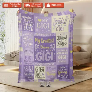 Grandma Gift - Floral Blanket for My Gigi with Sincere Wishes, Soft Lavender Lilac Shawl, 280g Weight Flannel Four Seasons Souvenir, Suitable for Birthdays, Christmas - Perfect for Bed, Sofa, Long Chair - Grandma Gift, Emotional Home Decoration, Decorativ