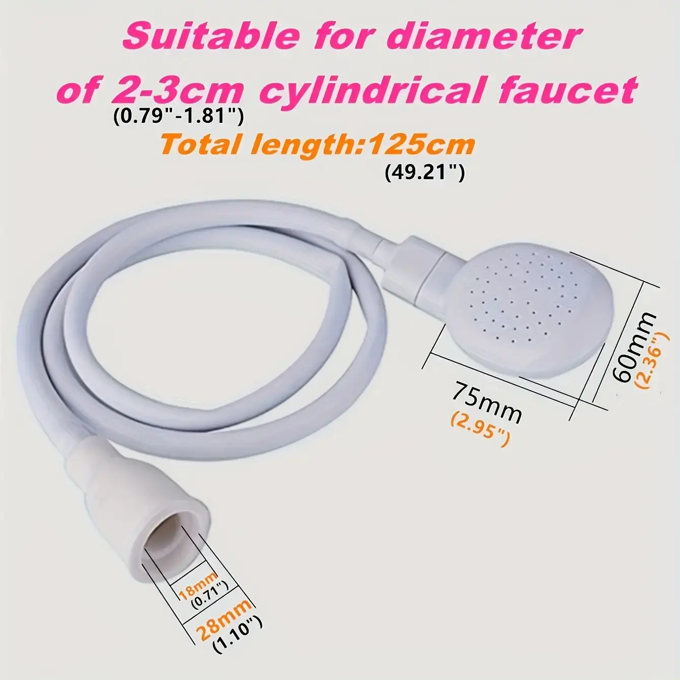 Multifunctional Plastic Handheld Cylindrical Faucet Shower Head (2-3cm) - Durable, Space-Saving, Portable Pet Shampooer, Tool-Free Easy Installation, Stylish Design, Indoor and Outdoor Use, Versatile Bathroom Home Gadget