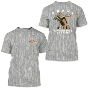 Drake Waterfowl Dog TShirt2, Mossy Oak Washed Bottomland Mallard Tee, Hanting Shirt, Gift for Dad, Gift For him Casual Breathable