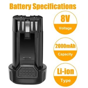 2 Pack 2000mAh 8V MAX Replacement Li-ion Battery Compatible for DE WALT DCB080 DCF680N1
