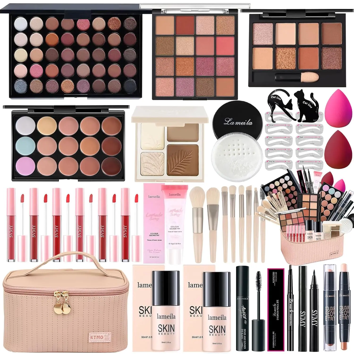 All in One Makeup Kit for Women Full Kit, Make Up Gift Set for Women, Makeup Essential Bundle Includes Foundation Face Primer Eyeshadow Contour Palette Lipstick Eyeliner Mascara Cosmetic Brush Set Concealer Daily Gel Friend