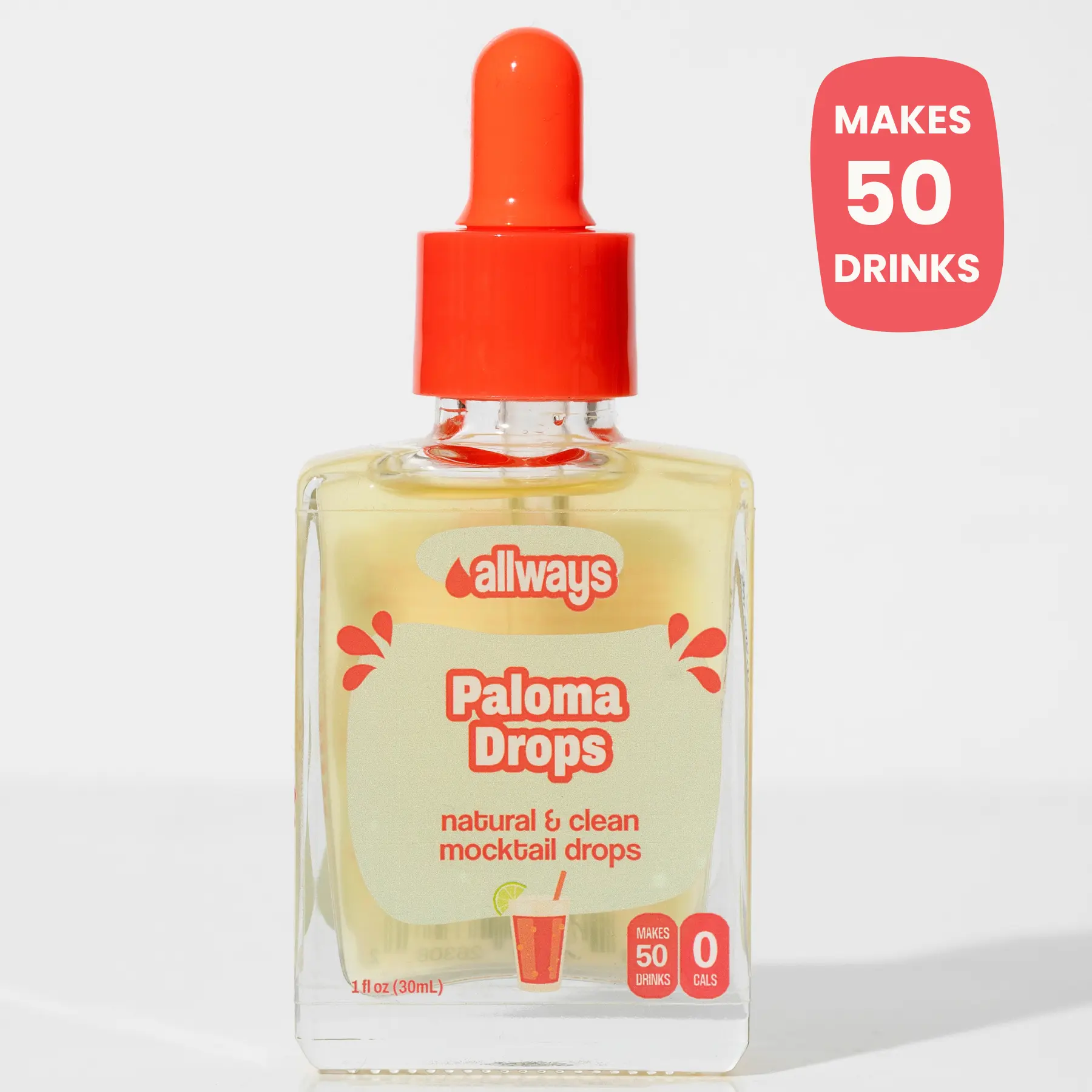 Allways Drops Paloma Water Flavor Enhancer | Zero Sugar Grapefruit Citrus Lime Mocktail Drops | Naturally Sweetened Drink Flavoring for Water Sparkling Water and Mocktails