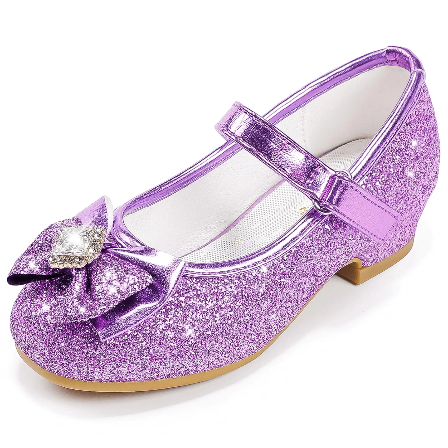 Girls Dress Shoes Mary Jane Wedding Flower Bridesmaids Heels Glitter Princess Shoes for Kids Toddler