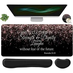 Glitter Non Slip Mousepad with Keyboard Wrist Rest & Coaster Set, Ergonomic Wrist Support Mouse Pad, Computer Mat Mouse Pad Coaster for Home Office Gaming, Gaming Mouse Pads