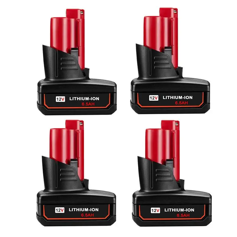 【DealsForYouDays】4 Pack 6.5Ah 12V Battery Compatible for Milwaukee M12 Battery 48-11-2401 48-11-2412 48-11-2411 48-11-2420 48-11-2410 12Volt Cordless Tools for ΛΛ12 Lithium Battery,TikTokShopBlackFriday