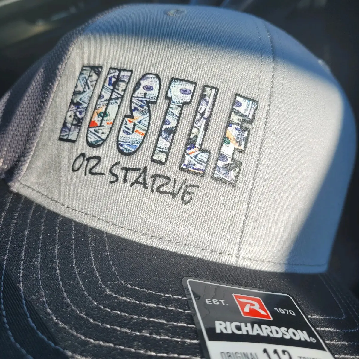 Richardson 112 Trucker Snapback Hustle or Starve Hat for Men and Women