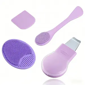 Facial skincare tool set, 3-piece skincare tool set, silicone exfoliating brush, deep cleansing facial scraper, blackhead remover, unisex pore cleansing skincare tools, facial scrubber, pore scrub brush, Blackhead Extractor Tool