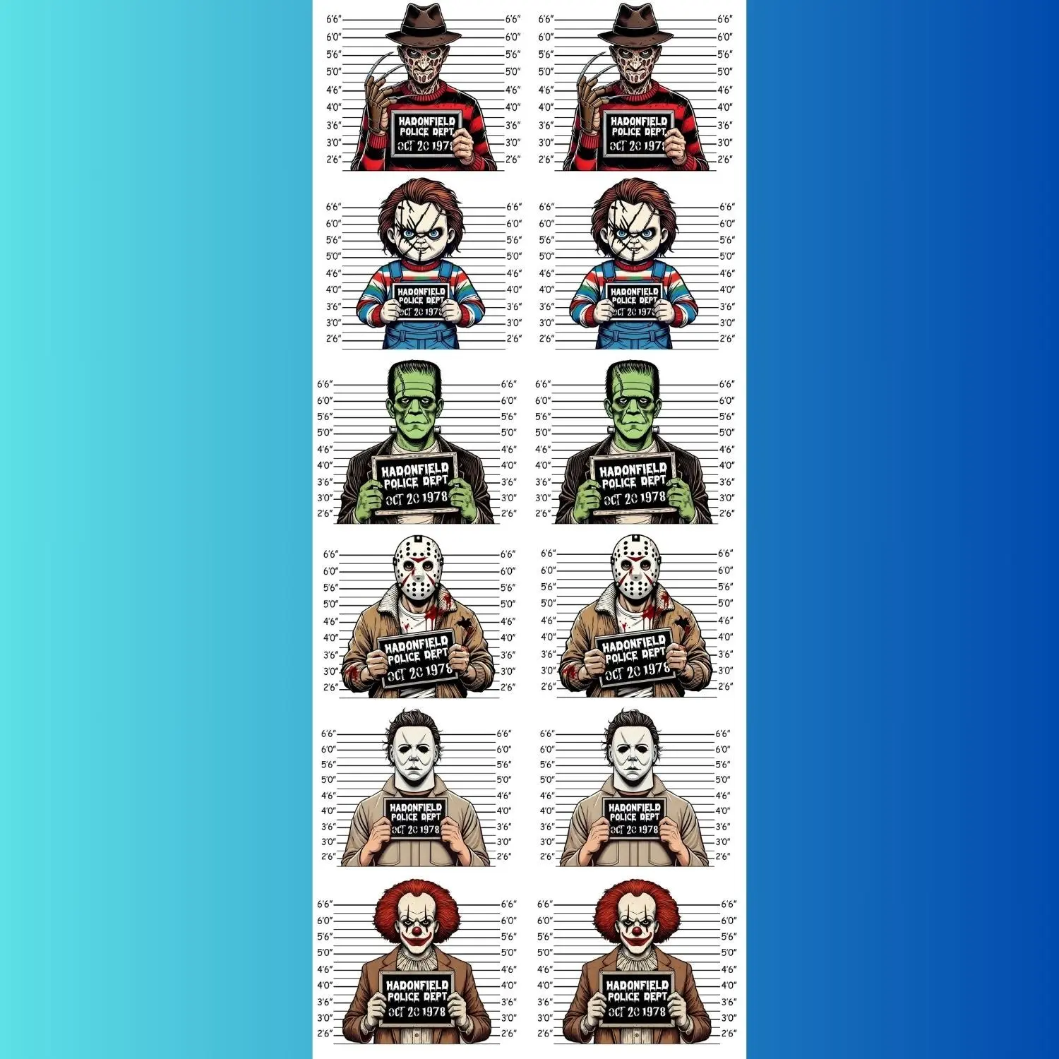 Halloween Horror Movie Characters premade DTF gang sheet, Halloween Prints, Halloween Transfers, Killer Halloween transfers,Spooky transfers